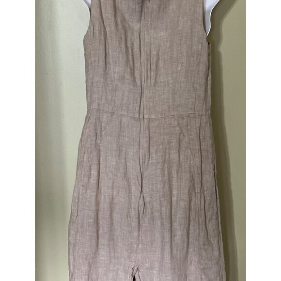 Loft Womens Linen Blend Dress Sz 4 Sleeveless Beige Romper Sequin Vacation - Picture 10 of 11